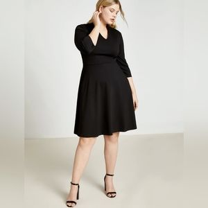 Eloquii Black V-Neck A-Line Dress Size 26